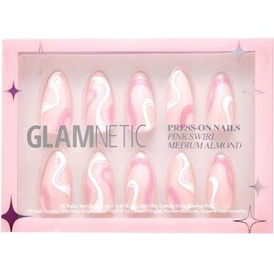 New In Box Glamnetic Press-On Nails 💅🏻- Medium Almond Shape - Pink Swirl